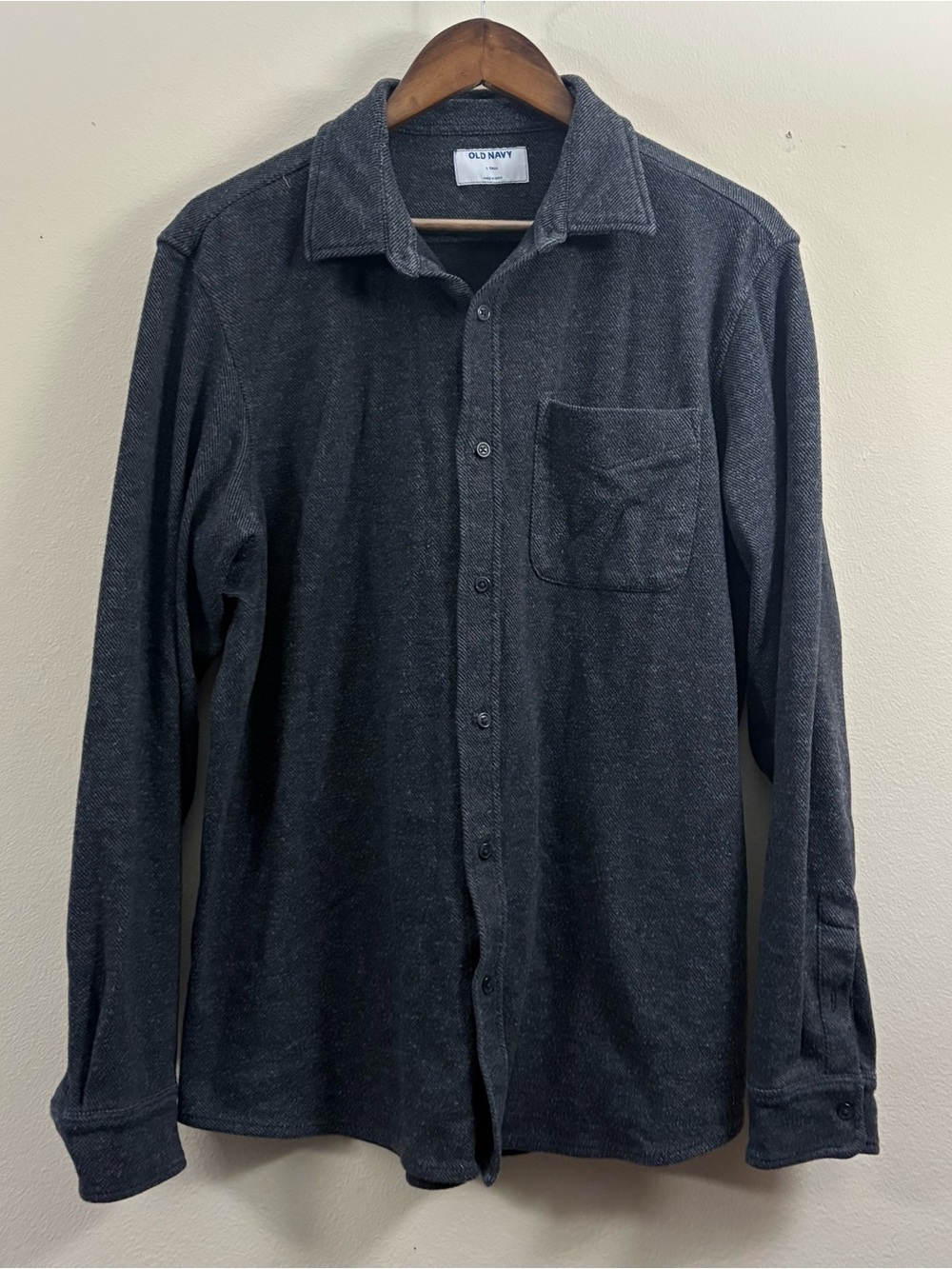 Old Navy textured button up shirt jacket mens L tall gray minimalist gorpcore